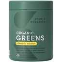 Sport Research ® Organic Pineapple Coconut Greens - fordøjelsessundhed, Natural Energy & Mood Support * - Certificeret økologisk pulver - 20 Servere
