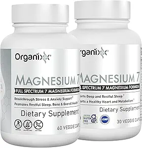 Organixx Magnesium Glycinat supplement til støtte søvn, muskel & hjerte sundhed, 7 Type Magnesium kompleks med B6-vitamin, mangancitrat, gluten fri, Vegan, ikke GMO, høj absorption, 90 kapsler