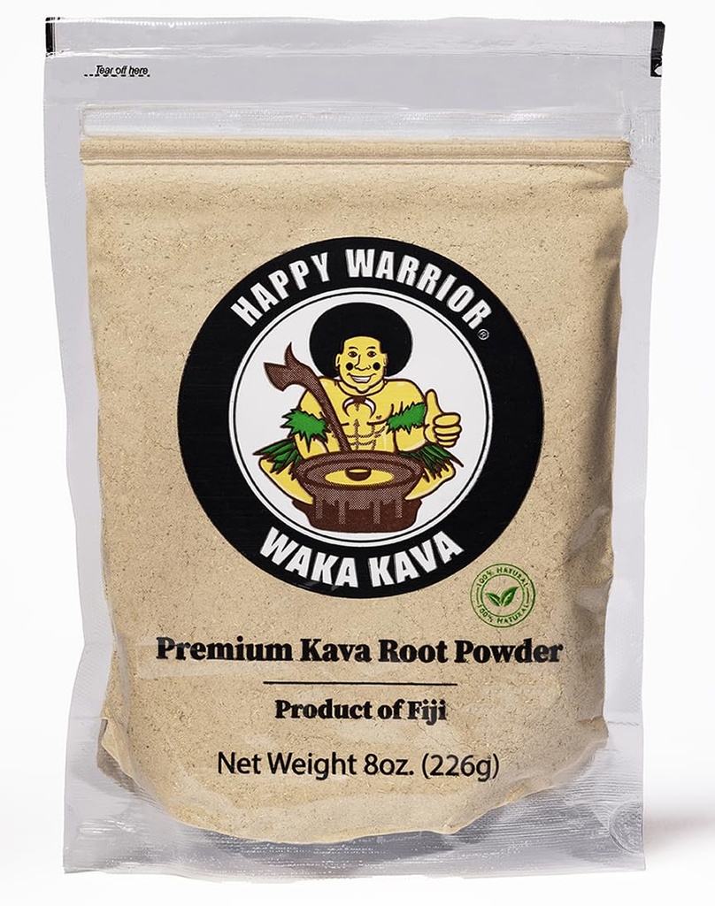 Happy Warrior Kava Powder - Premium Noble Waka Kava fra Fiji - 8 oz