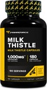 Primaforce Milk Thistle 180 Kapsler 1000mg Ækvivalent - Gluten Free, Non- GMO Kosttilskud, fra 250 mg af 4: 1 Uddrag