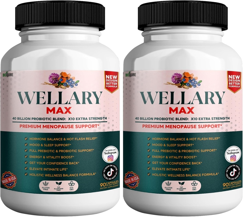 Wellary Max Menopause Support, 40 Millioner CFU Probiotisk Blend, 90 Kapsler (2)