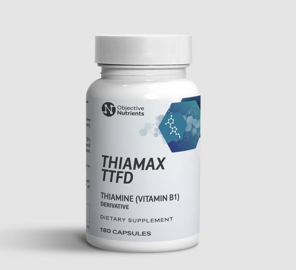 Thiamax vitamin B1 (Thiamin TTFD), Original, ingen giftige fyldstoffer, understøtter energi metabolisme, høj dosis, tredjepart testet, Alle aktive ingredienser 100mg, 180 Tæl