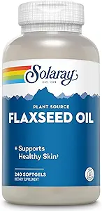 SOLARAY Flaxseed Oil 3000 mg with Omega 3 6 9, Flax Seed Softgels for Skin Health, Triple Omega Supplement, Non-GMO, Gluten Free, Lab Verified - 60-Day Guarantee - 80 Servings, 240 Softgels
