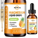 Magnesium Glycinate Liquid Drops, 1000 mg flydende Magnesium Complex supplement til søvn, nerve, energi, muskel, ben, rolig & fordøjelse, høj absorption, 2 Fl Oz, sukkerfri ananas smag