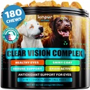 Eye Vitamin til hunde - Hund Vision Supplement til Tårer, Hund Eye Care, immunforsvar - Vitamin Remote, Gulerod, Fish Oil, Lutein - 180 bløde tygger med and flavor - for alle racer og aldre