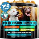 Eye Vitamin til hunde - Hund Vision Supplement til Tårer, Hund Eye Care, immunforsvar - Vitamin Remote, Gulerod, Fish Oil, Lutein - 180 bløde tygger med and flavor - for alle racer og aldre