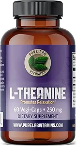 Pure Lab Vitaminer L- Theanine 250mg - 60 Vegi- Caps Made in Canada