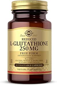 Solgar Reduced L-Glutathione 250 mg - 30 Vegetable Capsules - Antioxidant Support - Non-GMO, Vegan, Gluten Free, Dairy Free, Kosher - 30 Servings