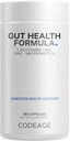 Kodeage Gut Health Kosttilskud Vegan Formel - L Glutamin, Zink, Tyrkiet Tail Mushroom Powder, Tonic Mushroom, Maitake, Micro Algaes, Mineral, Lakrids Root DGL - Probiotika, Prebiotika - 180 Kapsler
