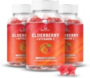 BeLive Elderberry Gummies med zink og C-vitamin - immunforsvar supplement med D-vitamin, A, E, B12 - Gummies for sunde knogler & tænder, Vegan, Keto & Non- GMO - Raspberry Flavor 124; 3-Pack