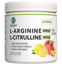 L- Arginin 5000mg + L- Citrullin 2000mg Complex Powder Supplement - Nitrooxide Booster - Heart Health, Blood Flow, Energy & Endurance - 30 Serveringer (Peach Lemonade)