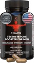 Anabolske Booster & Muscle Builder, T- GAINS Testosteron supplement til mænd, TRT Test Booster & Østrogen Blocker, HGH Kosttilskud til mænd - Tongkat Ali Fadogia Agrestis for muskelvækst, 120 Caps