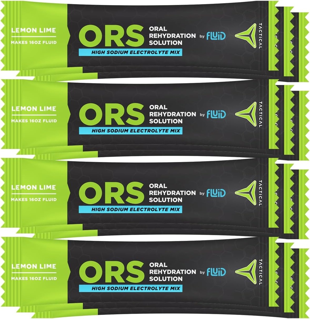 Fluid Tactical - Ords (Oral Rehydration Solution), Recover Hurtigere, Extreme Dehydration Electrolytes, 12pack (Lemon Lime)
