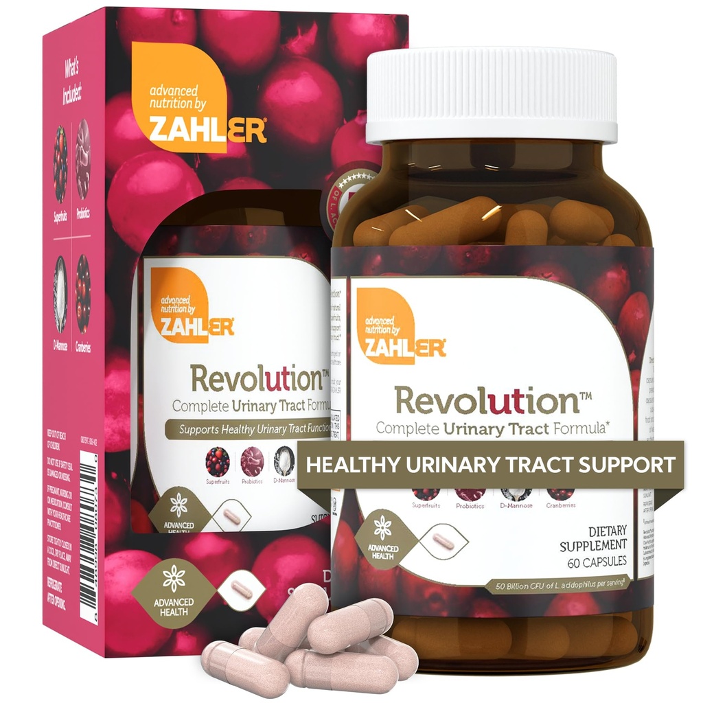 Zahler Revolution - Komplet Dame Urinary Tract Health Formel med Probiotika - UTI piller - 1200mg D- Mannose og Cranberry supplement - Urinary Tract Infektion støtte til kvinder (60 kapsler)