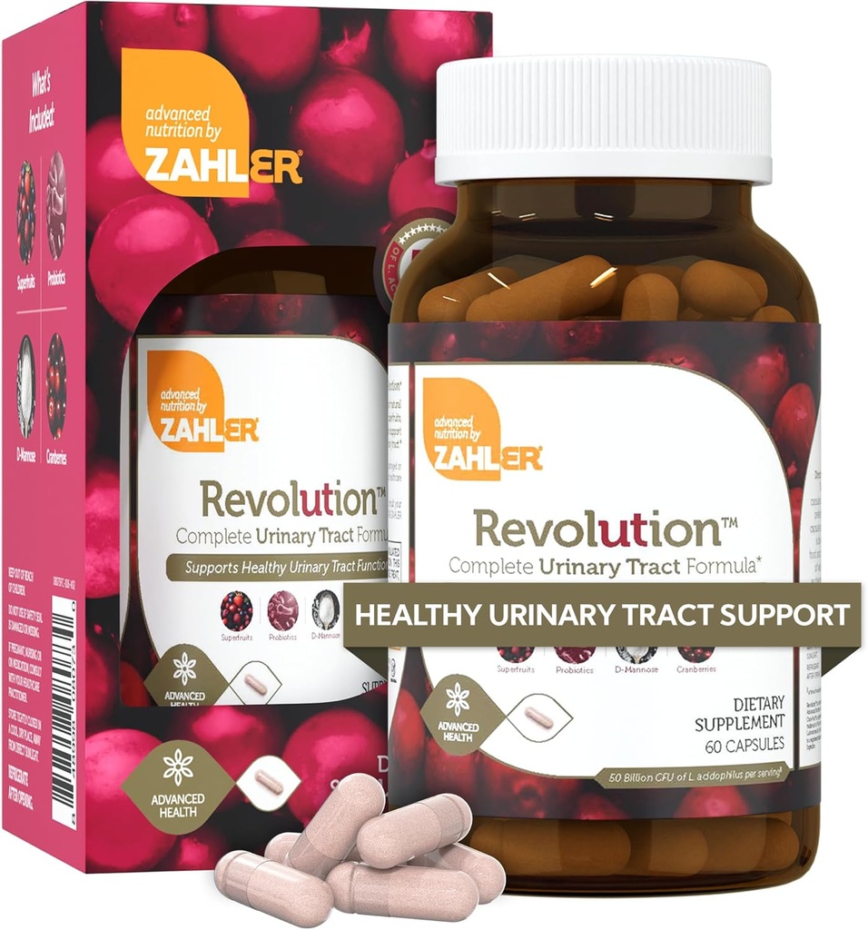 Zahler Revolution - Komplet Dame Urinary Tract Health Formel med Probiotika - UTI piller - 1200mg D- Mannose og Cranberry supplement - Urinary Tract Infektion støtte til kvinder (60 kapsler)