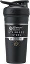BlenderFlaske Strada Shaker Cup isoleret rustfrit stål vandflaske med Wire Whisk, 24-Ounce, Sort