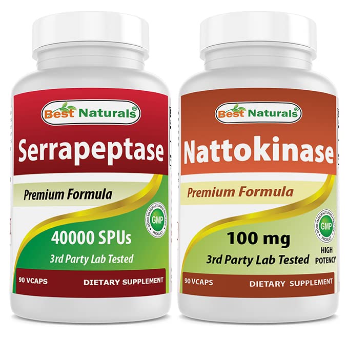 Bedste Naturals Serrapeptase 40000 SPU 'er & Natokinase 100 Mg