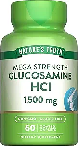 Nature's Truth Glucosamine HCI 1500mg | 60 Caplets | Mega Strength | Non-GMO & Gluten Free Supplement