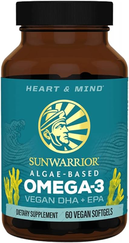 Sunwarrian Vegan Omega 3 DHA & EPA supplement Algal Oil Foretrukket Alternativ til Fish Oil Understøtter Brain Eye Joint & Heart Health (60 Greve)