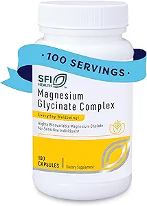 Klaire Labs SFI Health Magnesium Glycinate Complex - Chelated Magnesium Blend for Optimal Absorption - Supports Healthy Bones, Muscles & Energy Levels - Gentle on Digestion (100 Capsules, 2 Pack)