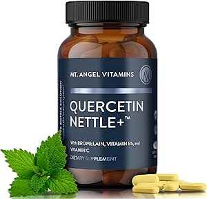 Mt. Angel Vitaminer Quercetin Nettle + - Understøtter Allergi Wellness & Sinus Health, Featuring Quercetin med Bromelain, Frembygget til sæsonbetonede Well- Being, cGMP Certified, Made in USA, 60 tabletter