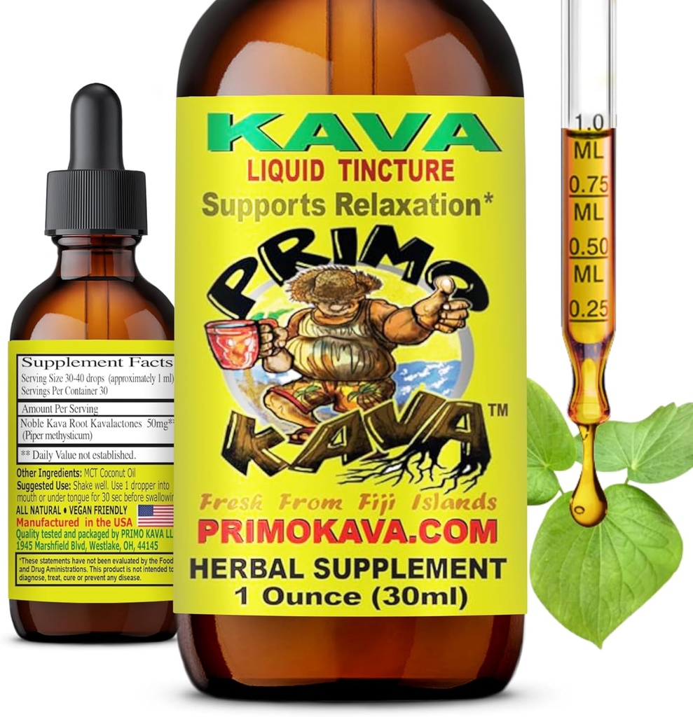 Drops 1 124; Natural Kava fra Fiji 1 124; Hurtig fungerende Kava Root Extract til Calming & Relaxation 1 124; 50 mg Potent Kavalactoner 1 oz