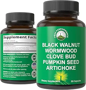 Wormwood Black Walnut Clove Cleanse for mennesker. Elimination Detox + Intestinal Support Kapsler Supplement for voksne og børn. Piller med Artiskoke og Græskar frø for yderligere fordele