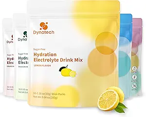Dynatech Zero Sugar Electrolyte Drink Mix - Lemon - Hydration Powder Pakker med 10 Elektrolytter & Vitumumater