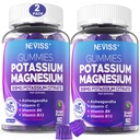 Kalium Magnesium Gummies - Kalium Supplement w / Ashwagandha 200 mg, Magnesium Glycinat, B6, B12, P- otzac Citrate for ben kramper, muskel, elektroyte for voksne børn, sukkerfri, 2 Pack