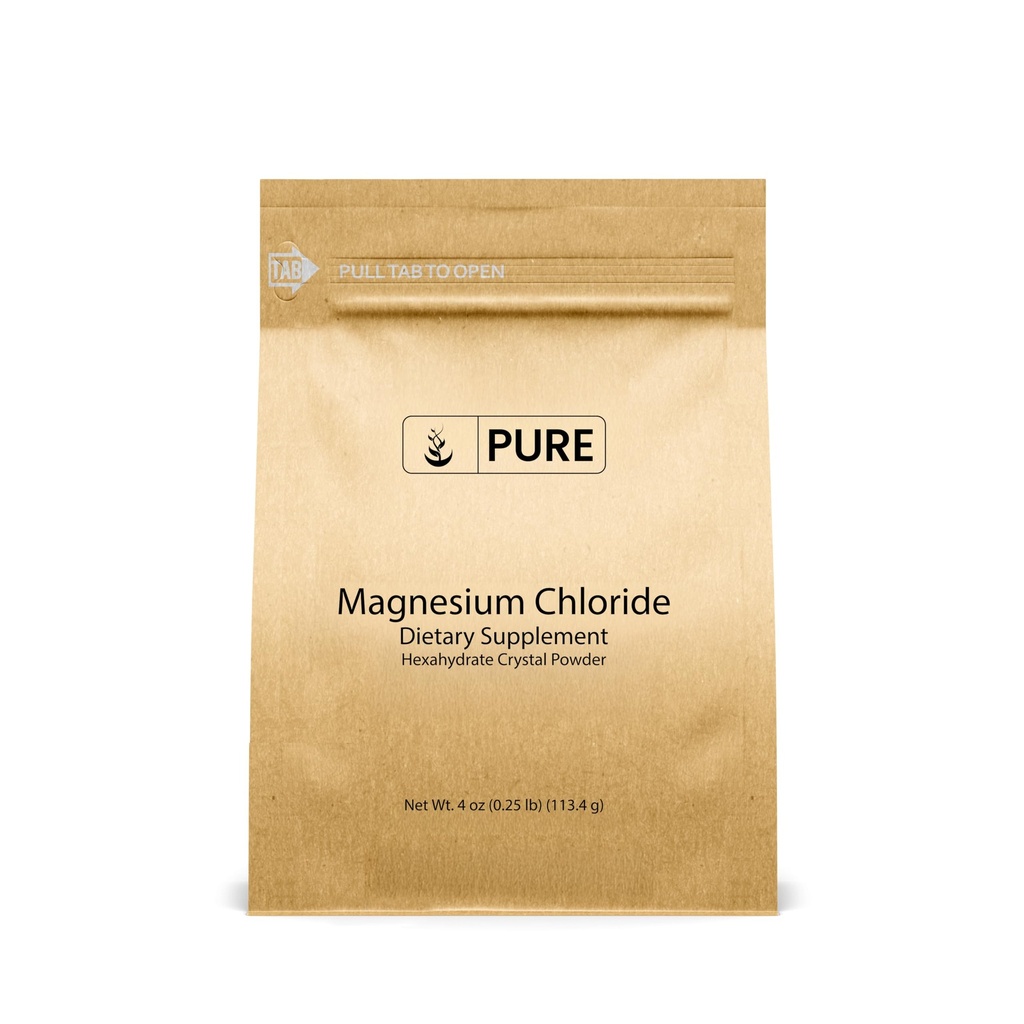 Pure Original Ingredienser Magnesiumchlorid (4oz) Oral supplement, Crystal Powder, Magnesium supplement, Food Grade