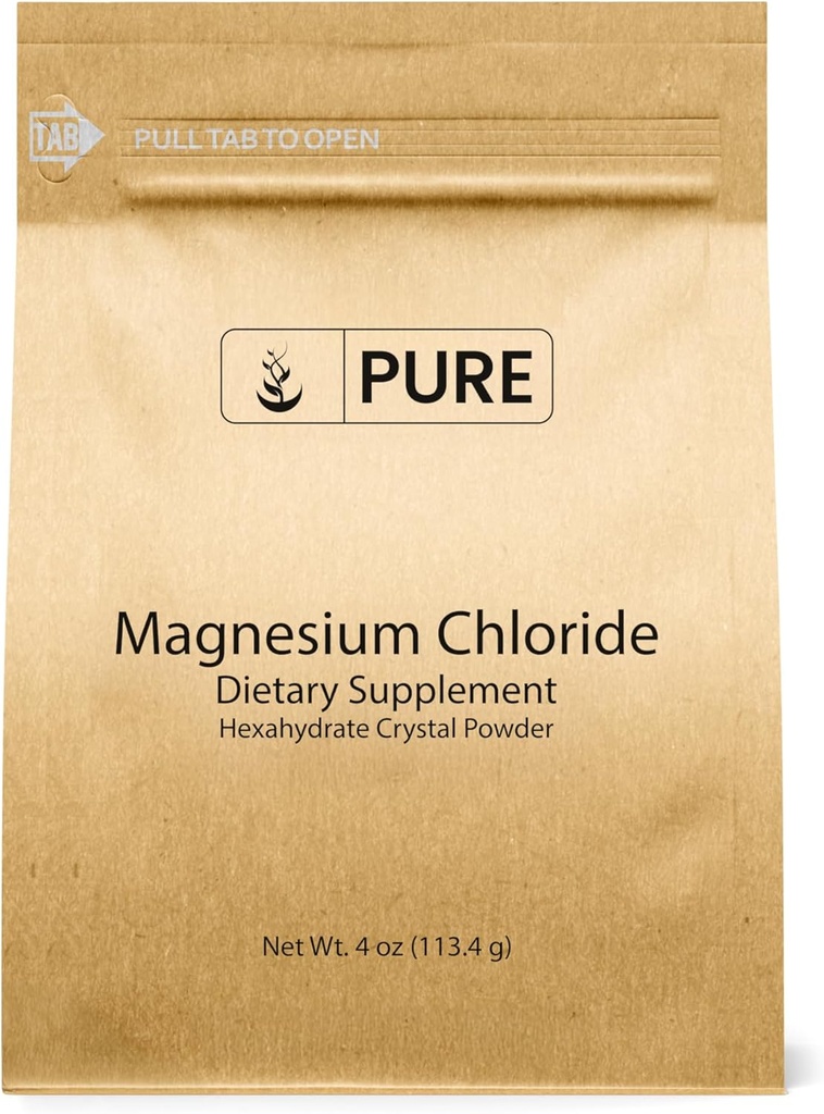 Pure Original Ingredienser Magnesiumchlorid (4oz) Oral supplement, Crystal Powder, Magnesium supplement, Food Grade
