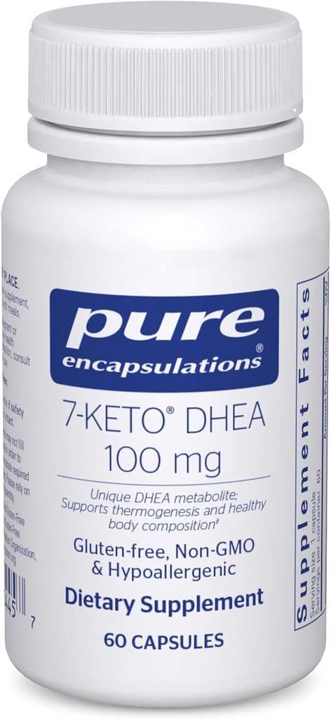 Ren indkapsling 7- Keto DHEA 100 mg 1 124; Unique DHEA Metabolite Supplement til støtte Termogenese og sund krop Sammensætning * 1 124; 60 kapsler