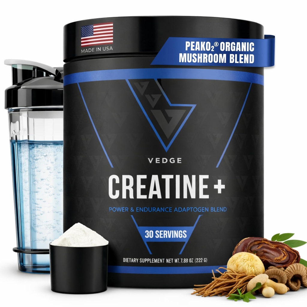 vedge Nutrition Creatin + Tex124; Vegan Plant- Based Creatin Monohydrat Powder Mex124; Energy, Performance & Funktion Mex124; Ergogene hjælpemidler til atleter Mex124; Unflavored, 30 Serveringer