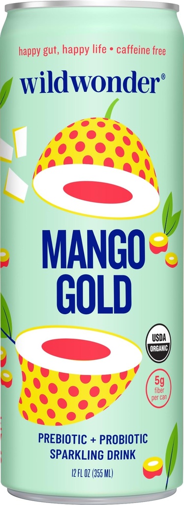 Wild Wonder Organic Mango Gold Prebiotic & Probiotic Drink, 12 FZ