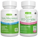 Triple Magnesium Complex + Super B12-Complex Energy Bundle, High Absorption Chelated Glycinate, Taurate & Citrate Magnesium + High Absorption Sublingual B12, Vegan, by Igennus