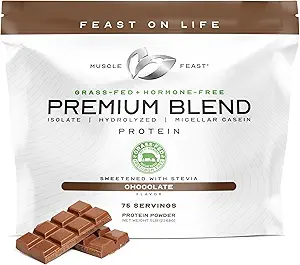 Muskel Feast Premium Blend All Natural Hormone Free Grass- Fed Whey Protein Powder, Chokolade, 5lb