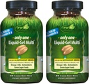 Irwin Naturals Only One Liquid- Gel Multi uden jern - 60 Flydende Soft- Gels, pakke med 2 - Omega-3 Olier, Antioxidanter & grønne Super Foods - 120 Total Servering