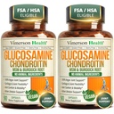 Glucosamin Chondroitin MSM - Fælles supporttillæg til kvinder og mænd med Glucosamin Sulfate 1500 mg, Chondroitin og MSM - til brusk, fælles sundhed og fleksibilitet - 2 Pack, Vegan