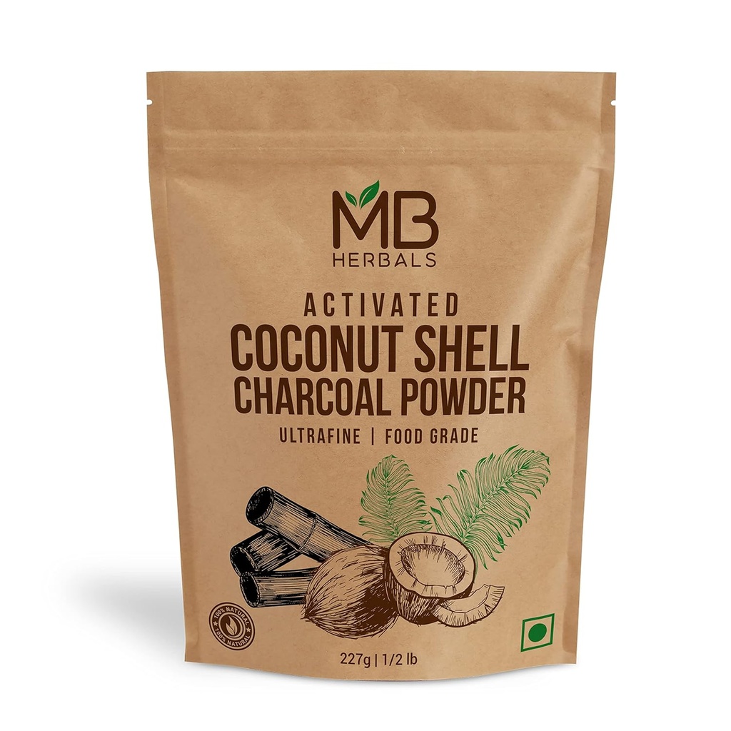 MB Herbals Aktiveret Charcoal Powder fra kokos Shell 8 oz (227 Gram / 0,5 LB)