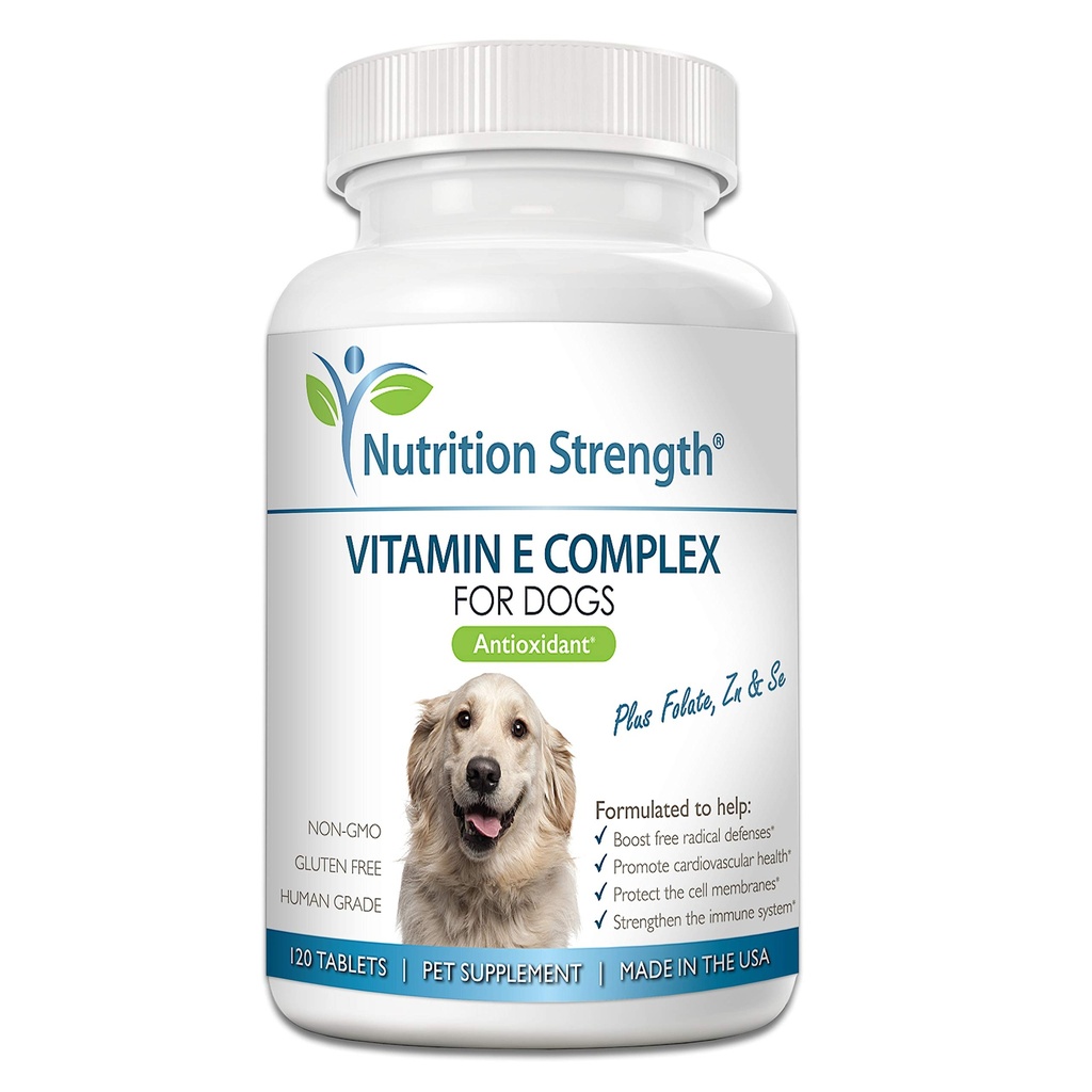 Vitamin E til hunde, Promote cardiovaskulær sundhed, Support Cell Membranes, Vitamin E Complex til Boost hund immunsystem Plus zink, Selen, Folate, Salmon Oil, 120 tyggetabletter