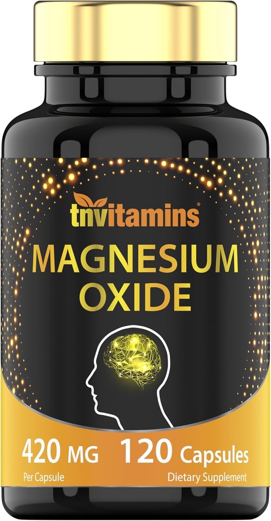 tnvitamins Magnesium Oxide 420mg - 120 Kapsler: 124; 4 Monthly Supply!