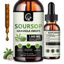 (2 Pack) Soursop Graviola Liquid Drops 1800mg, 98% Absorption Soursop Bitters Liquid for Cell Support & Regeneration, Immunboost, Relax, Lever og søvn, Urte Godhed, Gluten Free, 1 Fl Oz