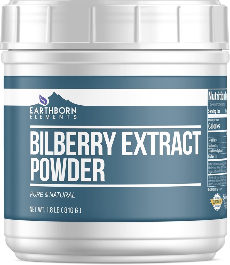 Earthborn Elements Bilberry Extract Powder 1,8 lb, Pure & Natural, Smoothies & Shakes