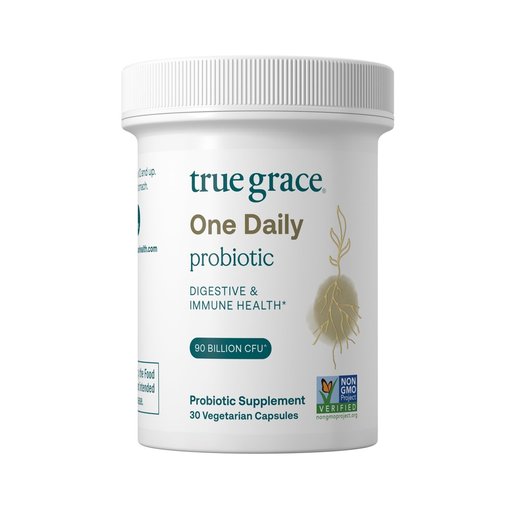 True Grace One Daily Probiotic - 30 Vegetariske kapsler - 90 Millioner CFU - Gut, fordøjelsesfremmende & immunforsvar Support Blend med Prebiotic Fiber - Gluten & Soy Free