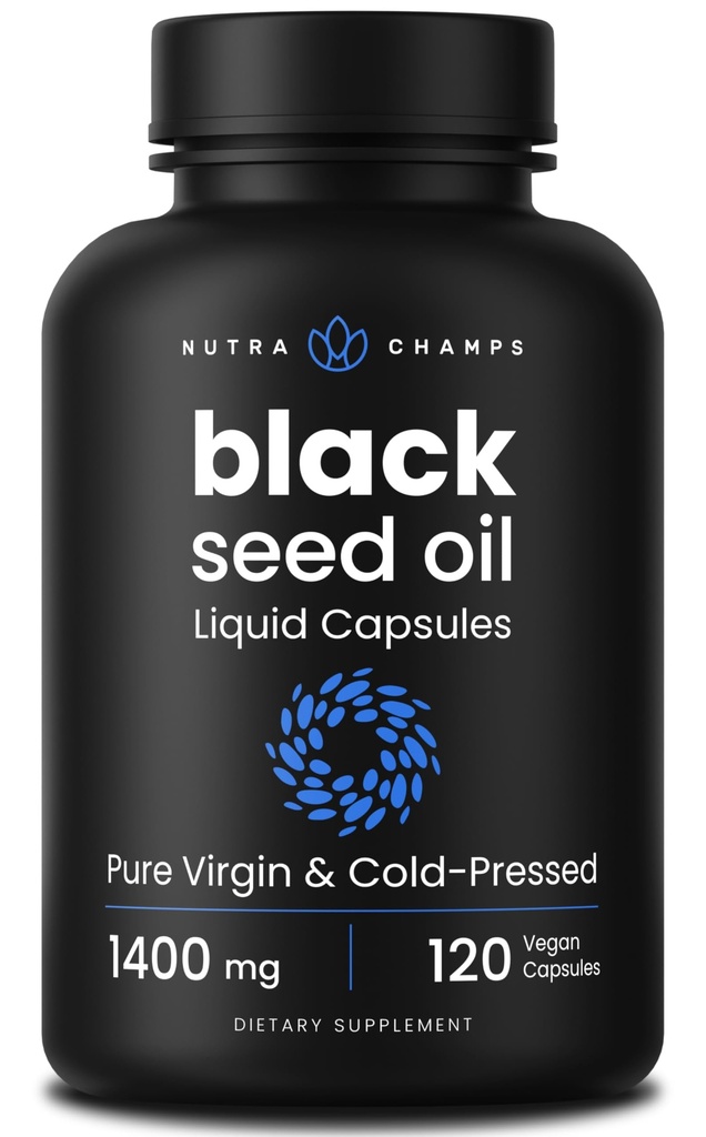 NutraChamps Black Seed Oil Organic Cold Pressed Medical 124; 120 Vegan Softgel Medical 124; Virgin Nigella Sativa Pills med vitamin E & Thymoquinone Medical 124; Rig i Omega 3 6 9 Medical 124; Uraffineret Black Cumin Seed Oil Capsules