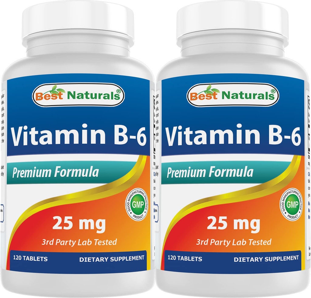 Bedste Naturals B6 25 mg, 120 tabletter (120 greve (pakke med 2))