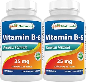 Best Naturals Vitamin B6 25mg, 120 Tablets (120 Count (Pack of 2))