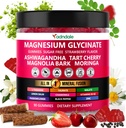 Adndale Magnesium Glycinate 400 mg Gummies with Ashwagandha, Magnesium Malate & Taurate, Tart Cherry, Magnolia Bark, Lemon Balm, Passionflower, Chamomile, L-Theanine, Zinc, Vitamin K2 & D3. 90CT