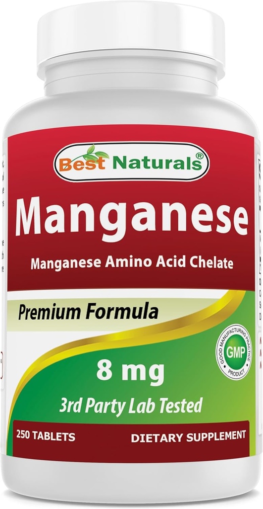 Bedste Naturals Mangan (Manganese Aminosyrechelat) 8 mg- 250 tabletter