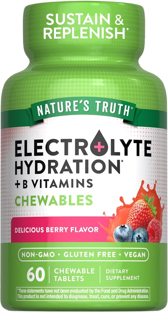 Nature 's Truth Electrolyte Tablets against 124; 60 Greve Note 124; Non- GMO & Gluten Free Chewable Supplement for Hydration